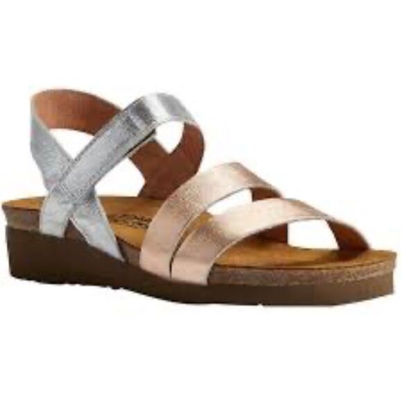 Naot Kayla Silver/Rose Gold Leather Strappy Sandals Sz 36/US 5 - Picture 1 of 7